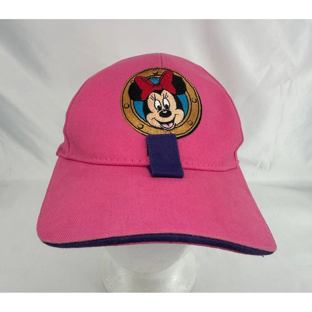Disney Cruise Line Baseball Cap Women OS Pink Minnie Mouse Embroidered Nautical